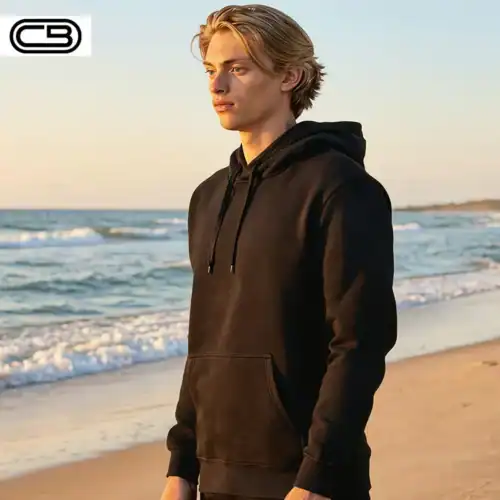 CB Men's Classic Hoodie in Black with custom print, front view