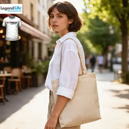 Legend Life Cotton Hemp Tote in Natural, Express, with custom print
