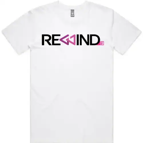 REWIND 2026 men's tee White front