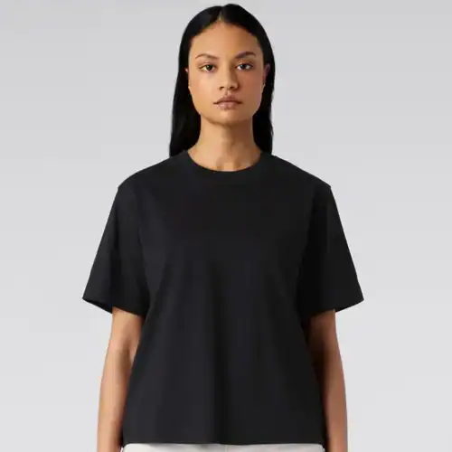 AS Colour Ladies Box T Shirt, Black, studio front view