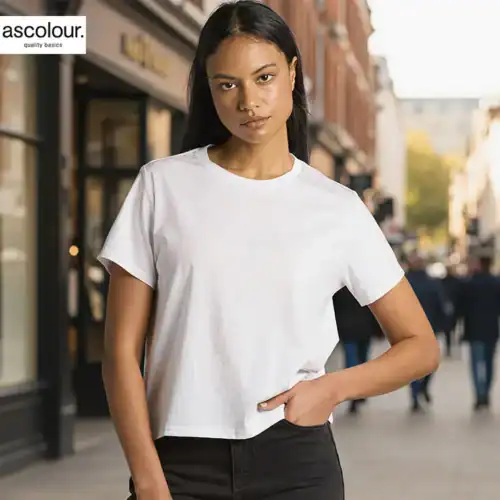 AS Colour Ladies Maple Minus T Shirt with custom print, White, lifestyle view