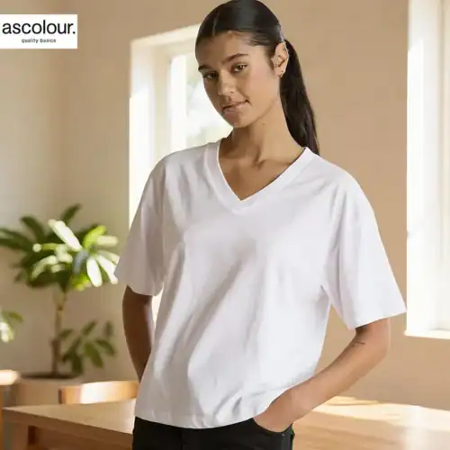 AS Colour Ladies Martina V Neck custom print, White, main lifestyle view