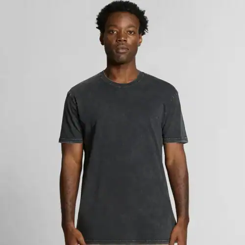AS Colour Men Staple Stone Wash T Shirt, Black Stone, studio front view