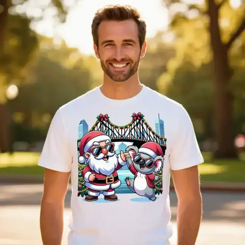 Men’s white Brisbane Christmas t-shirt product image