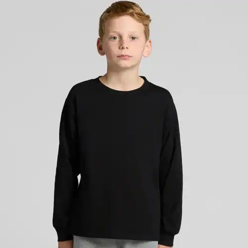 AS Colour Kids Classic Long Sleeve T Shirt, Black, studio front view
