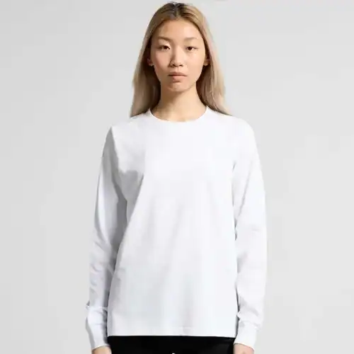 AS Colour Ladies Maple Long Sleeve T Shirt, White, studio front view