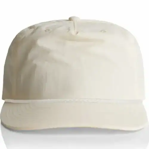 Front view of the Ecru/White AS Colour Surf Rope Cap 1123 showing the plain front panel and white rope trim above the peak