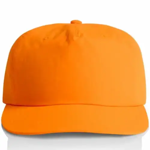 Front view of the Safety Orange AS Colour Surf Safety Cap 1114F showing the plain front panel and stitched peak
