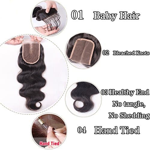 EVA HAIR Brazilian Body Wave Top Closure Unprocessed Human Hair Lace Bleached Knots with Baby Hair Middle Part Closure - Image 5