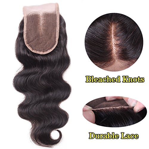 EVA HAIR Brazilian Body Wave Top Closure Unprocessed Human Hair Lace Bleached Knots with Baby Hair Middle Part Closure - Image 6