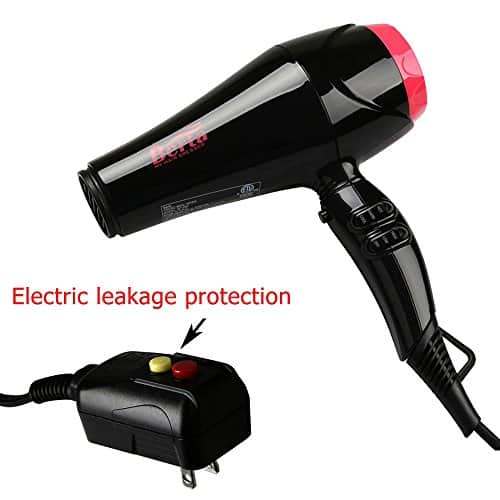 BERTA 1875W Negative Ions Ceramic Hair Blow Dryer with 2 Speed and 3 Heat Setting, Black - Image 4
