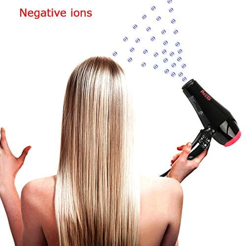 BERTA 1875W Negative Ions Ceramic Hair Blow Dryer with 2 Speed and 3 Heat Setting, Black - Image 5
