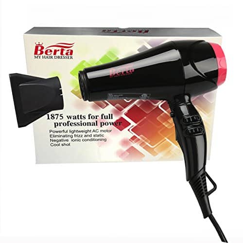 BERTA 1875W Negative Ions Ceramic Hair Blow Dryer with 2 Speed and 3 Heat Setting, Black - Image 6
