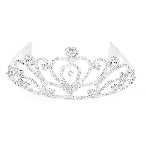 Pixnor Shining Crystal Rhinestones Crown Headband Tiara –for Wedding Bridal Bridesmaid Prom (Silver)