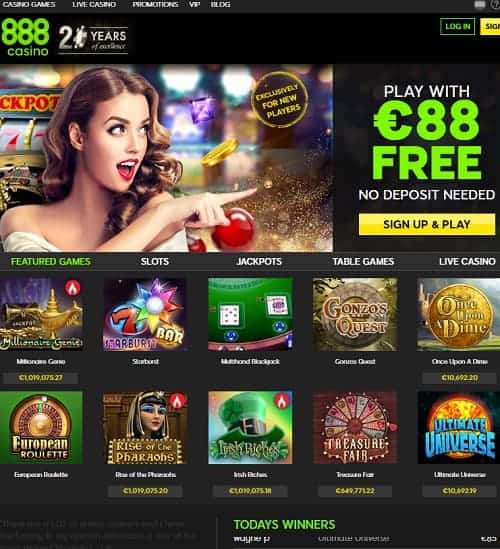 888 Casino free spins bonus