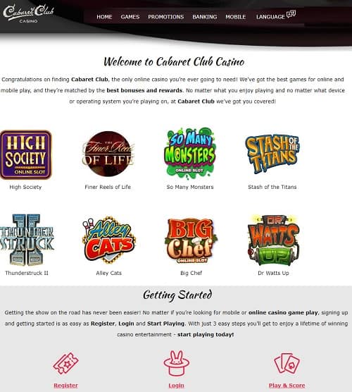 Cabaret Club Casino free spins bonus review