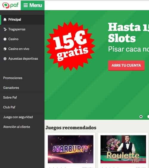 Paf.es Casino gratis spins and free bonus for Spain