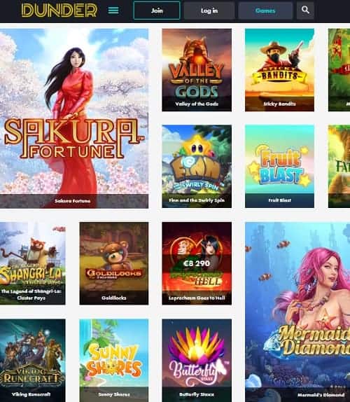 Dunder Casino Review - 200 free spins no deposit & €600 free bonus