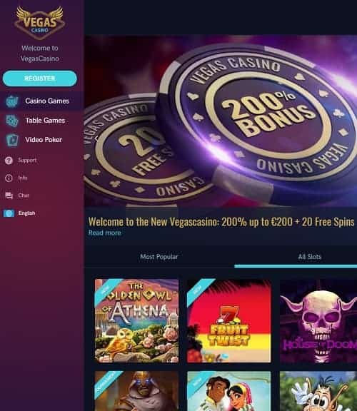 Vegas Casino Review 300 free spins and 200% up to €200 gratis bonus