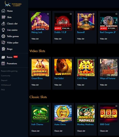 Winward Casino 25 free spins