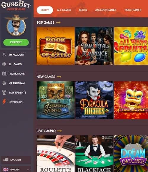 Gunsbet.com Online & Mobile Casino