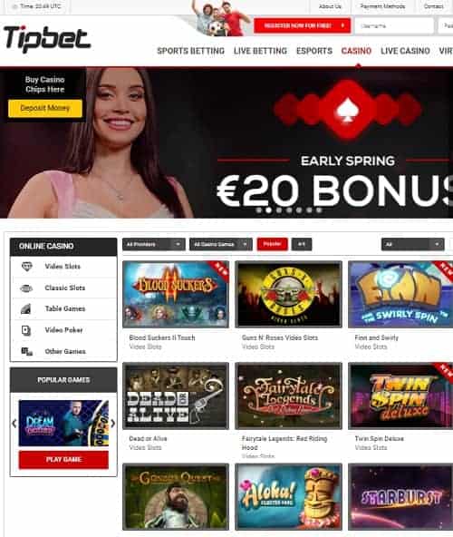 Tipbet.com free spins bonus