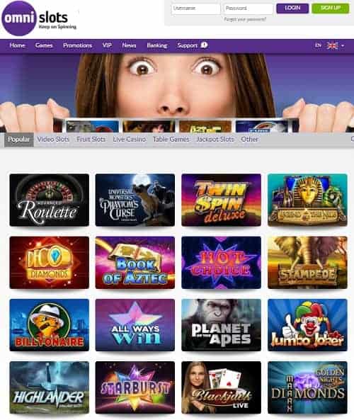 Omni Slots Casino free spins bonus