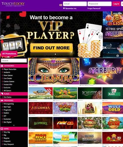 Touch Lucky Casino Review | 50 free spins no deposit + €500 bonus