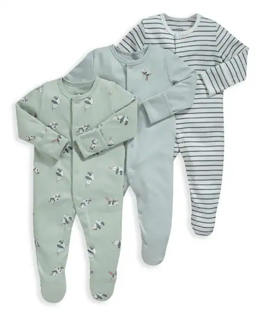 Lot 3 grenouillères bébé coton bio, ensemble pyjama fille/garçon, body manches longues doux, tenue naissance confortable