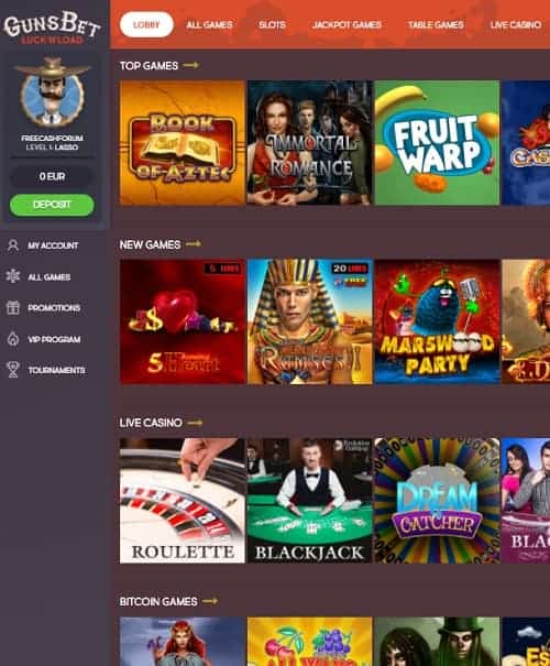 Gunsbet Casino Review - play for free in bitcoin casino!