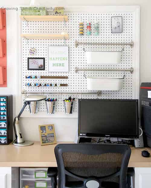 Organize with pegboards: craft area