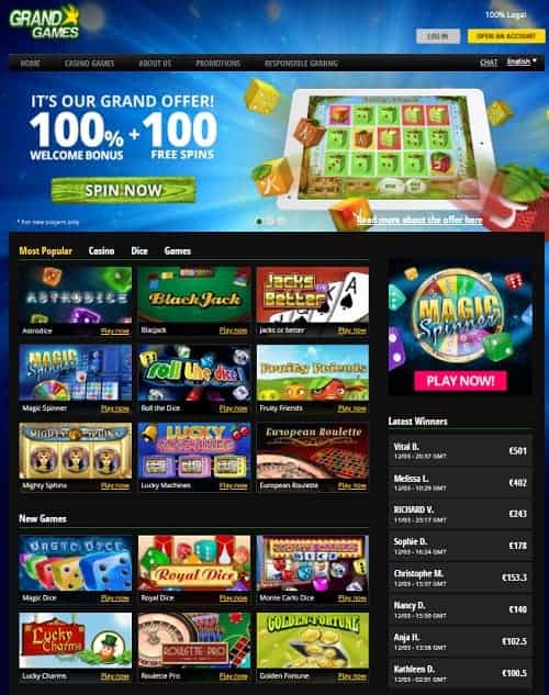 Grand Games Casino Belgium 100 free spins and no deposit bonus