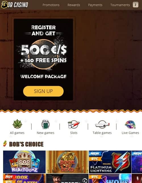 BobCasino.com free bonus for new players