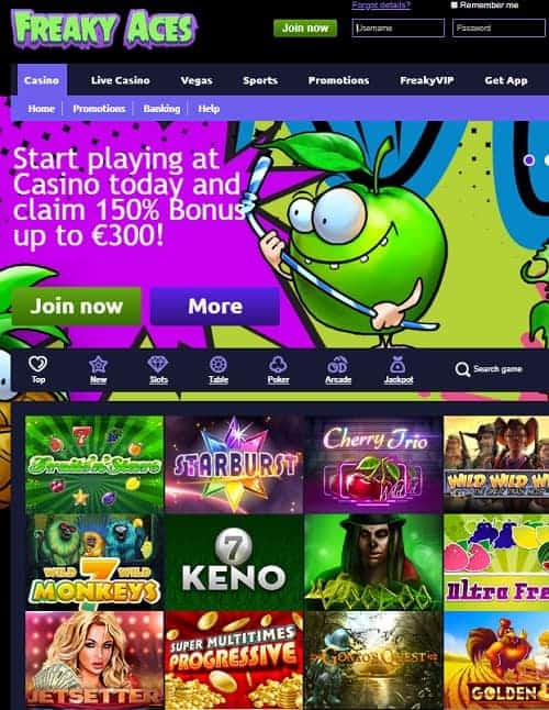 Freaky Vegas Casino free spins bonus no deposit needed