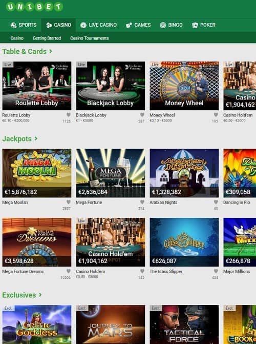 Unibet Casino free spins bonus