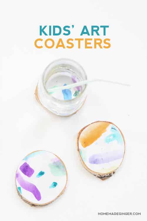 Display schoolwork or art projects in a practical way - by turning them into coasters.