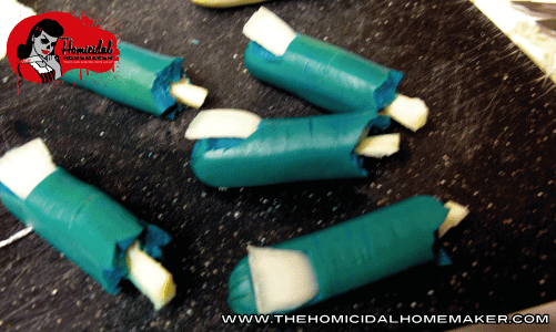 Step Four (Zombie) | Finger Food (Zombie Style or Freshly Severed) | The Homicidal Homemaker | zombie food ideas, zombie party food, zombie food, zombie recipes
