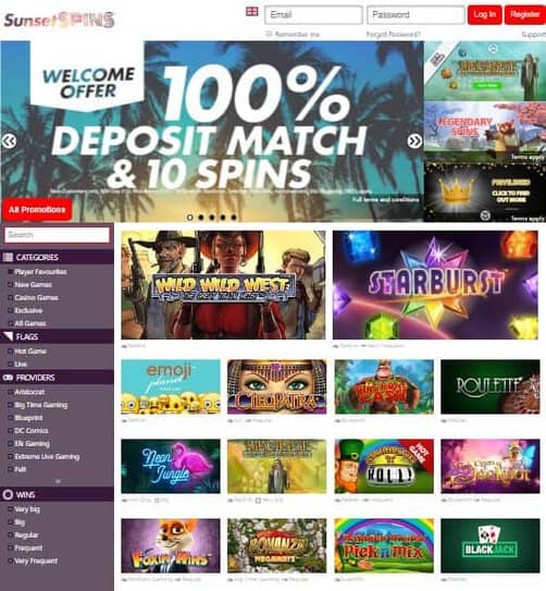 SunsetSpins Casino Review