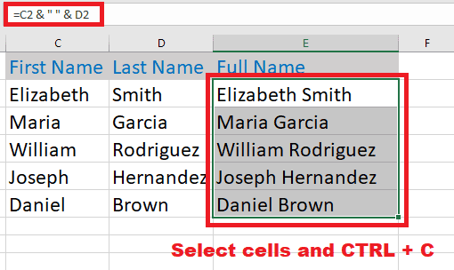 Select cells to copy in excel
