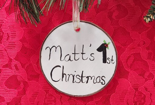 Hand Painted, Personalized Baby's 1st Christmas Ornament