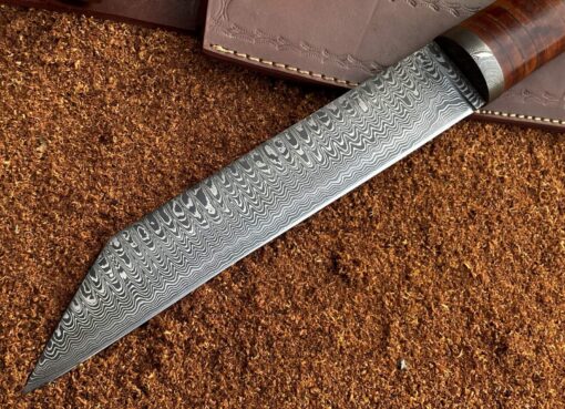 CUSTOM HANDMADE DAMASCUS STEEL HUNTING CROCODILE DUNDEE BOWIE KNIFE &SHEATH - Image 2