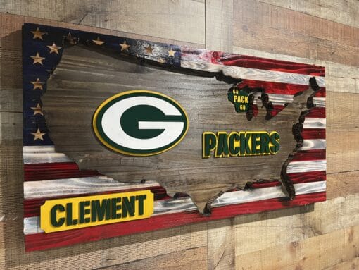 PACKERS WOODEN AMERICAN FLAG