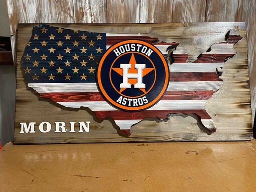 Astros Wooden American Flag.