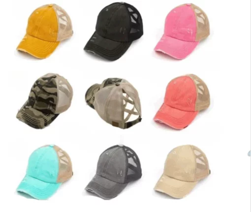 Custom Ponytail hat with a patch designed by you. Acrylic or Leather options available. Bulk orders welcome! - Image 2
