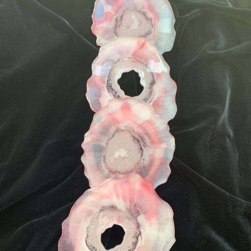 Beautiful Geode-Inspired Pink Coasters - Image 3