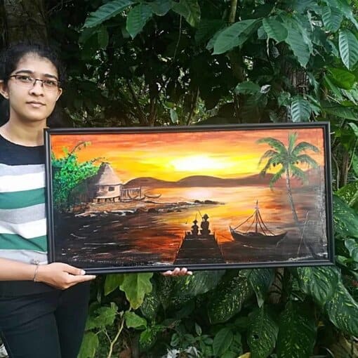 Painting art of a man fishing, fishing art, fly fishing art, vintage fishing art, fishing art prints, fly fishing, fishing gift for men, fishing gift for him, Deviant art, painting frame, Acrylics, deviant art, wall art, famous artists, museum of art, hand painting art, oil painting art - Image 3