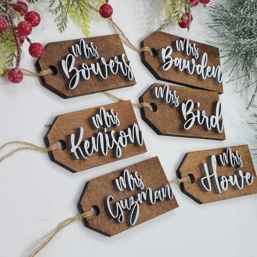Christmas wood gift tags, stocking tag, wooden gift tags,Christmas tags,gift decors,Christmas gift wrapping,laser cut wood tags,gift tags, custom gift tags (FREE SHIP) - Image 2