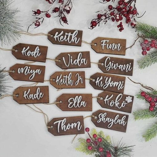 Christmas wood gift tags, stocking tag, wooden gift tags,Christmas tags,gift decors,Christmas gift wrapping,laser cut wood tags,gift tags, custom gift tags (FREE SHIP) - Image 3