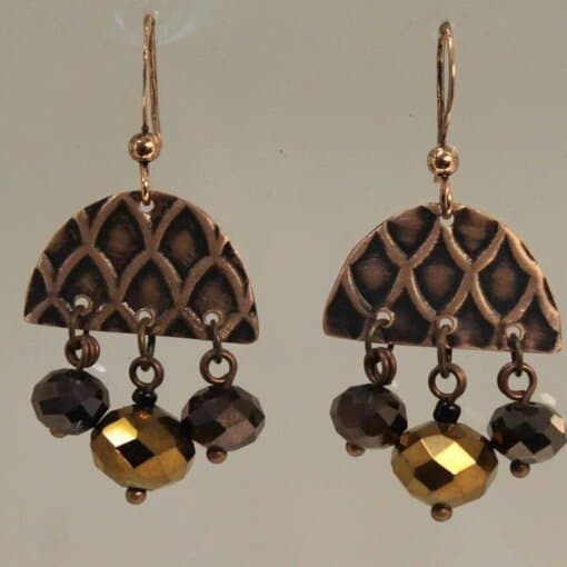 Medium Copper Antiqued Textured Dangles