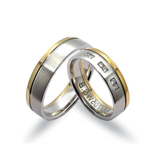 Eheringe aus Weiss- und Gelbgold 585 mit Diamanten (GTR036)